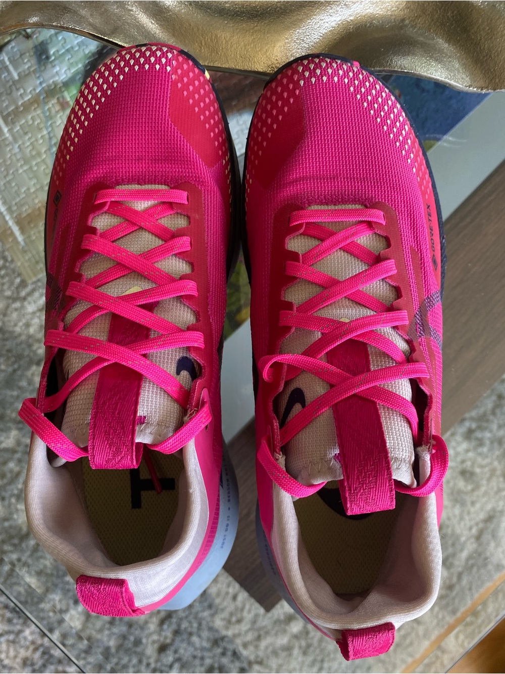 Nike Women's Pegasus Trail Gore Tex Hot Pink and Yellow Trail Running Shoes - Picture 7 of 10
